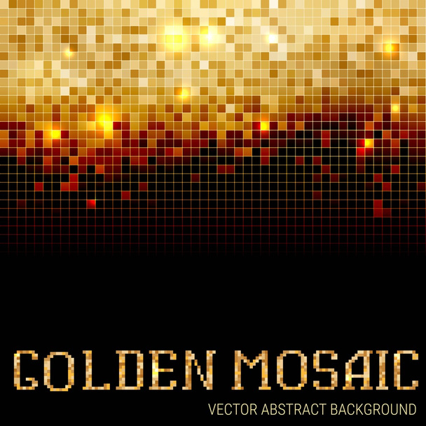 Shining abstract dark mosaic golden background. Vector illustration. - Vector, Image