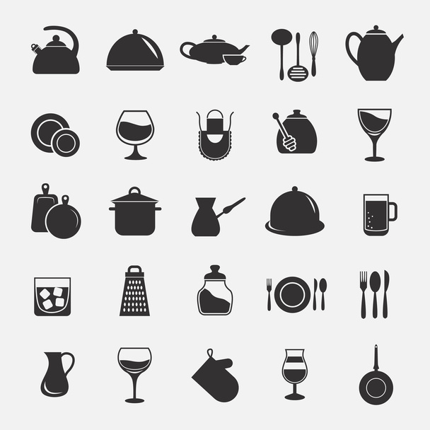 Set of twenty five kitchen icons - Vector, Image