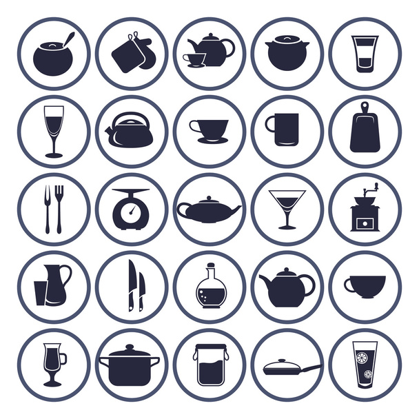 Conjunto de veinticinco iconos de cocina
 - Vector, imagen