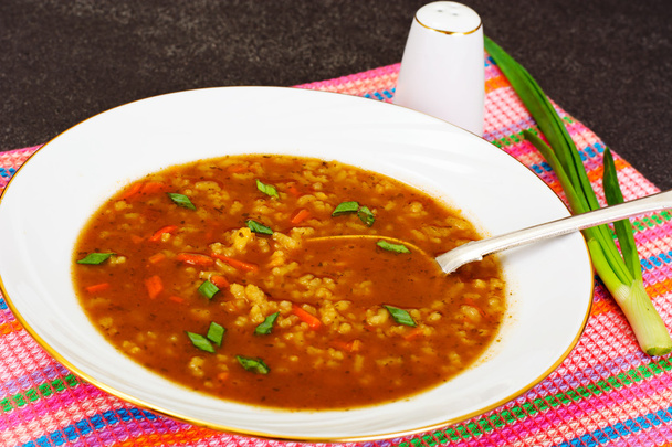 Kharcho σούπα με ρύζι και λαχανικά, κάρυ, τσίλι - Φωτογραφία, εικόνα