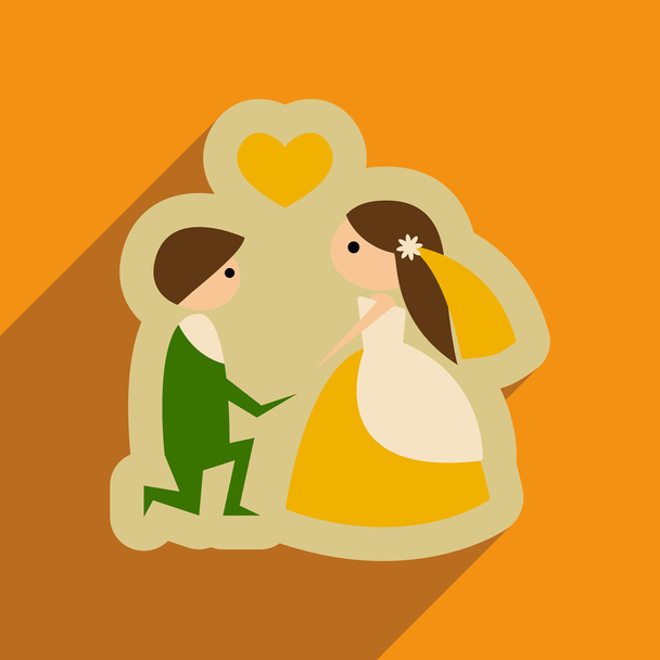 Icona web piatta con lunga ombra sposa e sposo
 - Vettoriali, immagini