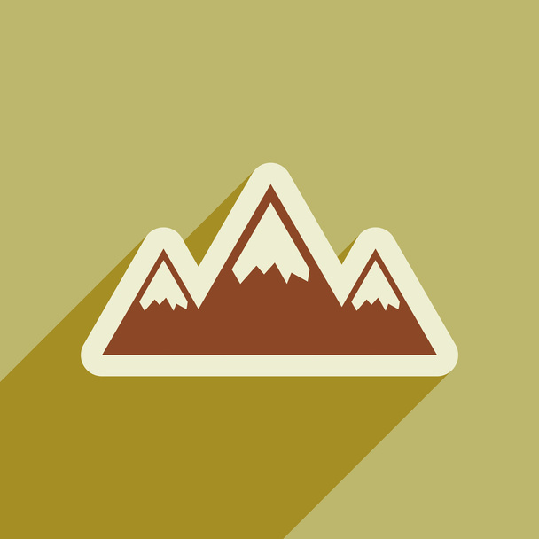 Flat web icon with long shadow mountains - Vector, Image