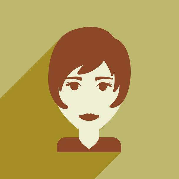 Плоска веб-іконка з довгою зачіскою для жінок
 - Вектор, зображення
