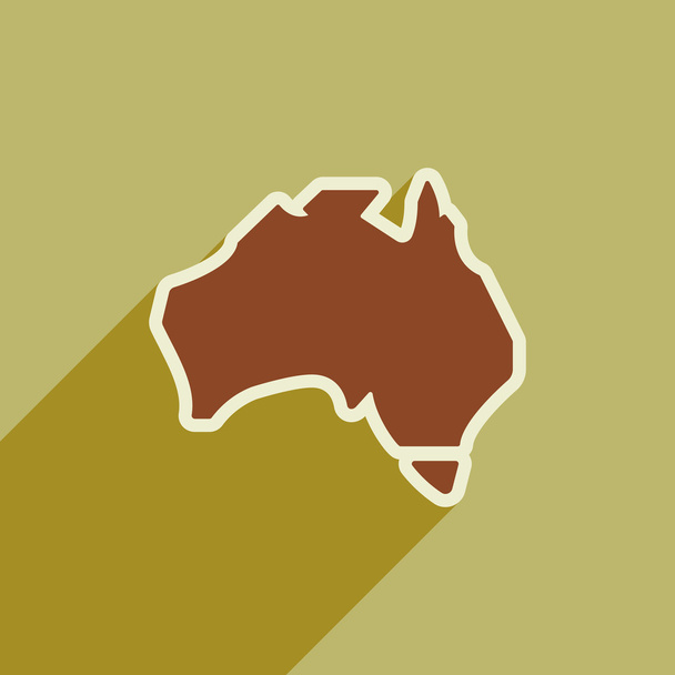 icono plano con mapa de sombra larga de Australia
 - Vector, Imagen