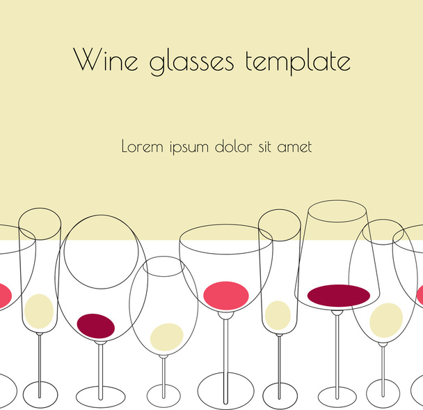 Wine glasses background template - Вектор,изображение