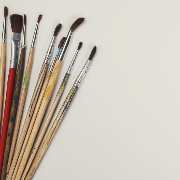 brushes for painting  and blank white paper sheet - Photo, Image