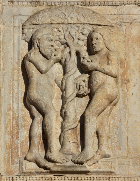 Adam et Ève mangent le fruit de l'arbre défendu
 - Photo, image