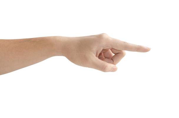 Рука указывая прикосновение или нажатие изолированы на белый
 - Фото, изображение