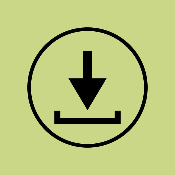Icono de descarga, sobre fondo verde, borde del círculo, contorno oscuro
 - Vector, imagen