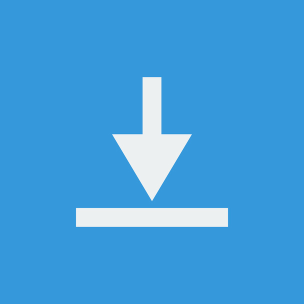 ícone de download, no fundo azul, contorno branco, sym tamanho grande
 - Vetor, Imagem
