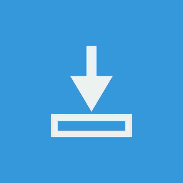 Download icon, op blauwe achtergrond, witte contouren, groot formaat sym - Vector, afbeelding