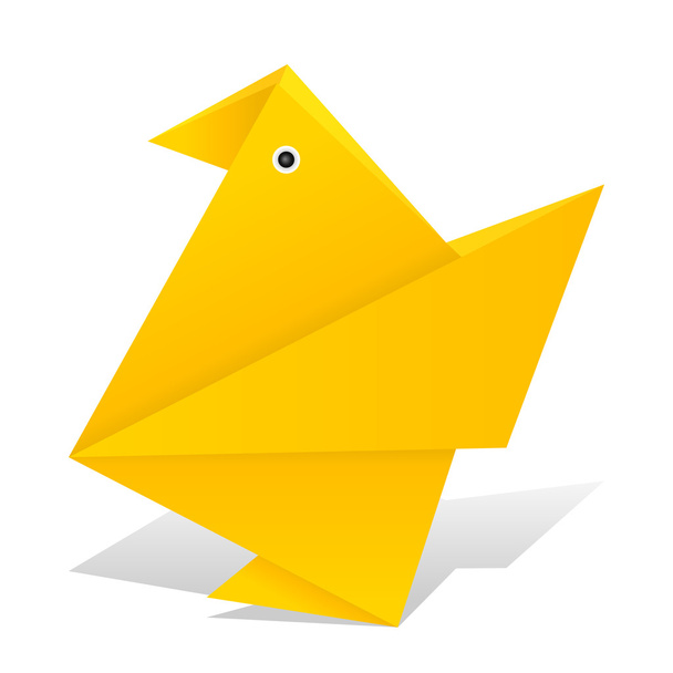 Origami chicken on white - Vettoriali, immagini