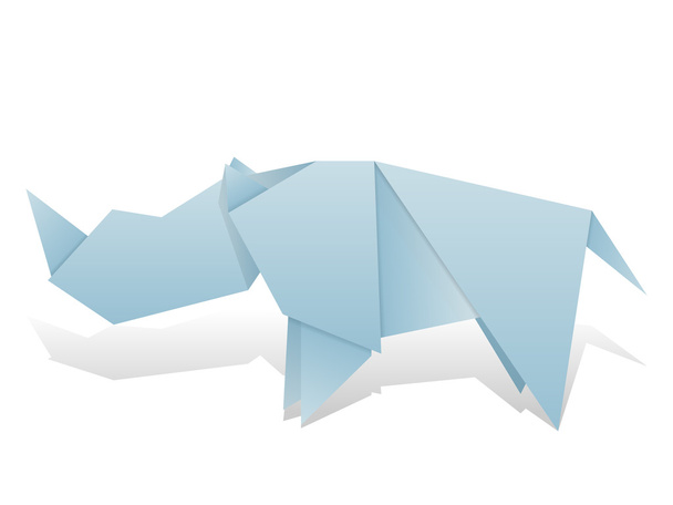 Origami rhinoceros on white - Vettoriali, immagini