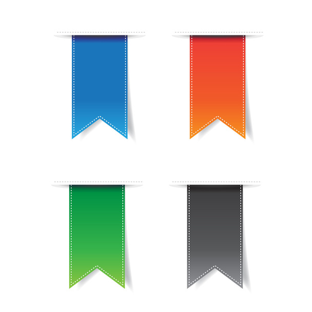 Set of ribbon blue orange green grey - Vector, Image