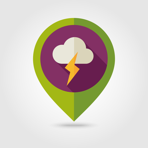 Nuage Lightning icône de carte à broches plates. Conditions météorologiques
  - Vecteur, image