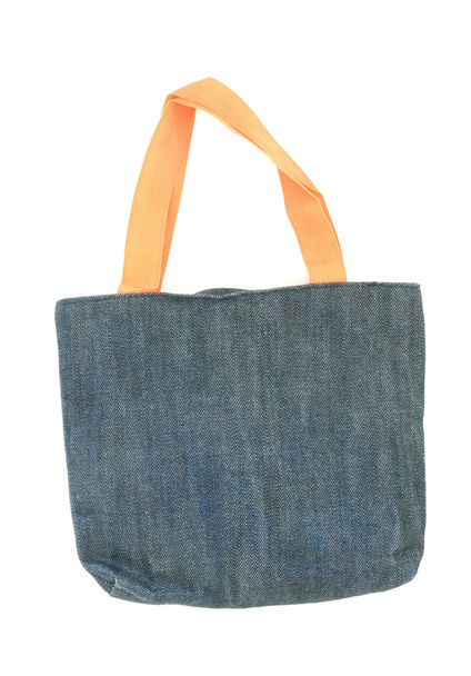 beyaz izole mavi kumaş çanta - Fotoğraf, Görsel