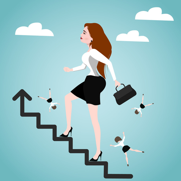 Femme d'affaires dans les escaliers. Concept de réussite
 - Vecteur, image