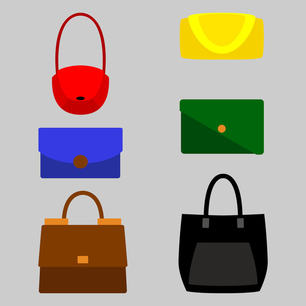 Set of six trendy women's bag - Vector, Image