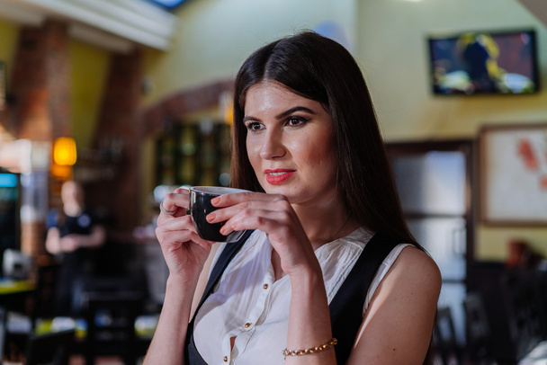 Nice business lady in the cafe. Portrait - Foto, immagini