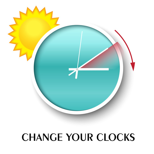 Измените часы для перехода на летнее время. Векторная иллюстрация
. - Вектор,изображение