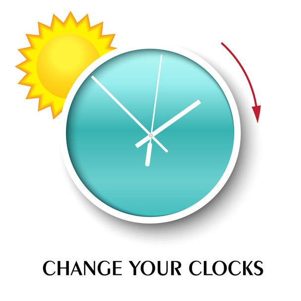 Για να αλλάξετε το μήνυμά σας ρολόγια για τη θερινή ώρα. Vector εικονογράφηση. - Διάνυσμα, εικόνα