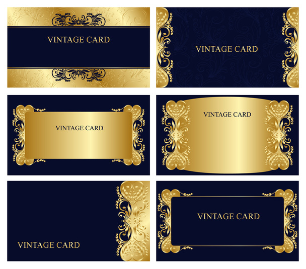 Business cards. Gold and blue - Vector, Image