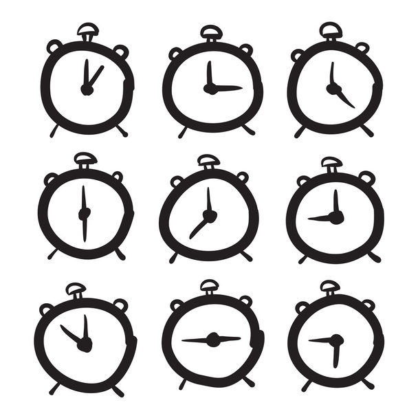 Hand drawn clock vector icons set illustratio - Vector, Image