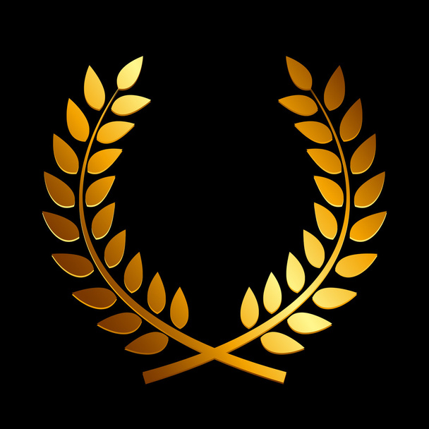 Premio Oro Laurel Wreath. etiqueta Hoja ganadora, Símbolo de la Victoria
. - Vector, Imagen
