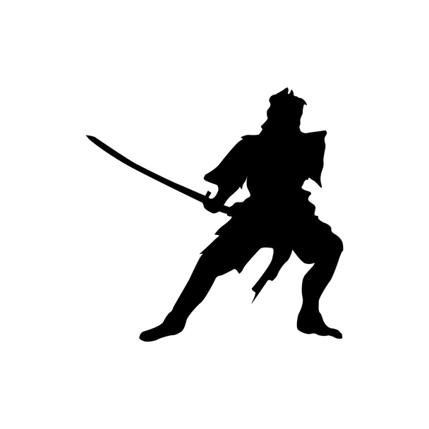 Samurai silhouette black - Вектор,изображение