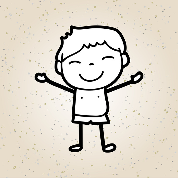 Ручной рисунок счастливый мальчик
 - Вектор,изображение