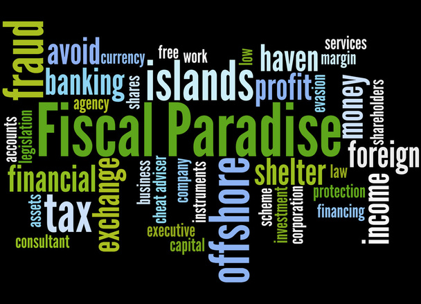Fiskalnej raj, słowo cloud koncepcja 6 - Zdjęcie, obraz