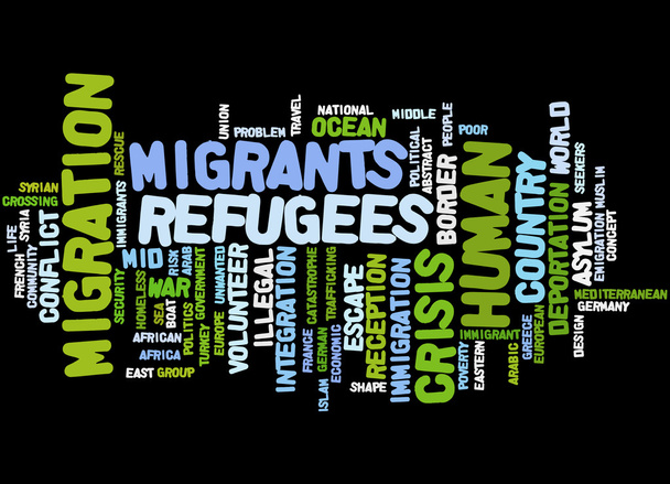 Migrant and Refugee, word cloud concept 9 - Photo, Image