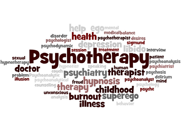 Psicoterapia, conceito de nuvem de palavras 3
 - Foto, Imagem