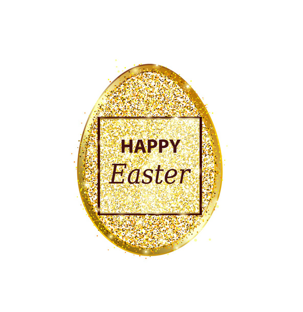 Happy Easter greeting with gold glitter - Vektör, Görsel
