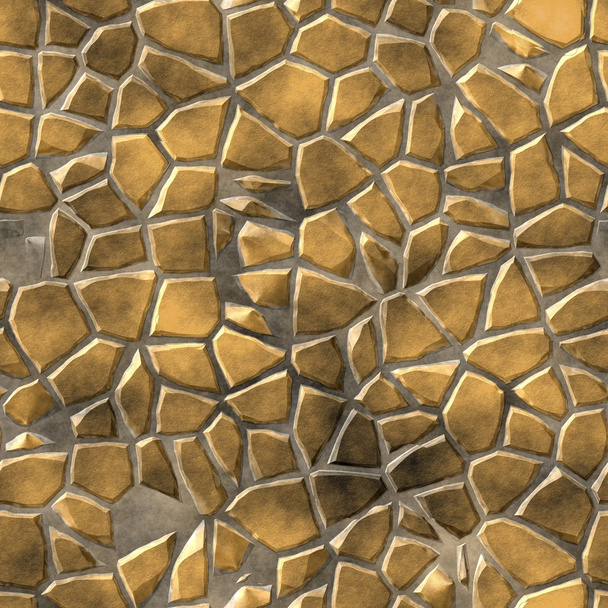 ナチュラル ベージュ ブラウン モザイク石シームレス パターン テクスチャ背景を舗装 - 写真・画像