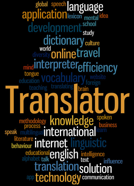 Vertaler, word cloud concept 6 - Foto, afbeelding