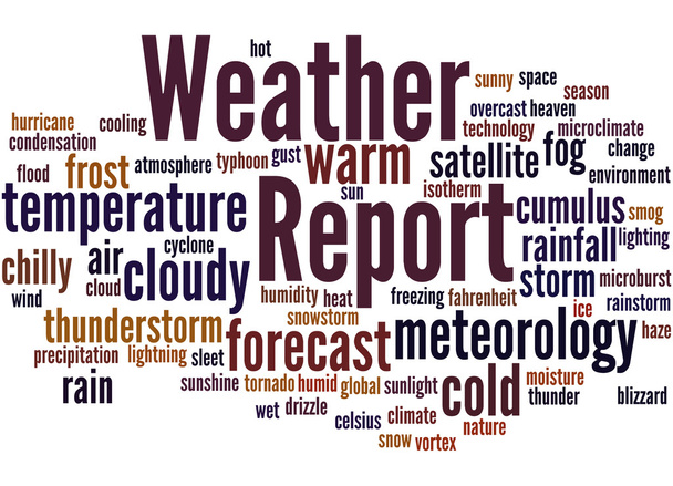 Időjárás-jelentés, szó felhő fogalmát - Fotó, kép