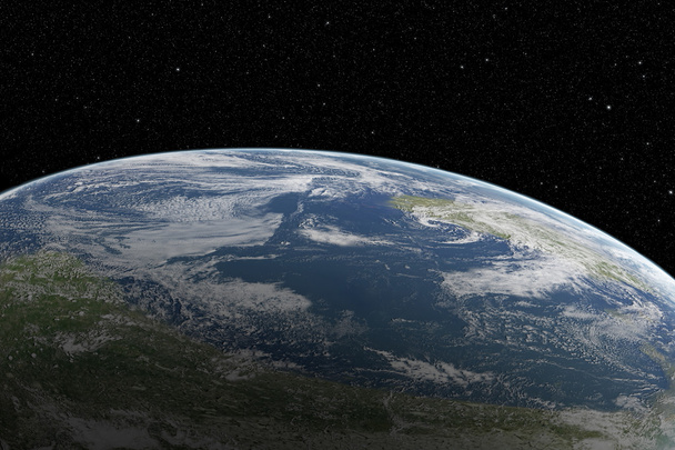 Планета Земля из космоса на рассвете
 - Фото, изображение