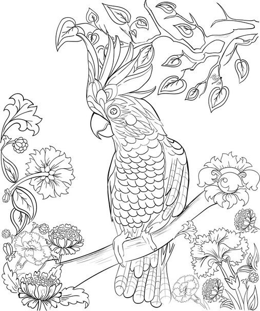 Hand drawn ink pattern. Coloring book Coloring for adult Page for coloring book: very interesting and relaxing  - Vektor, Bild