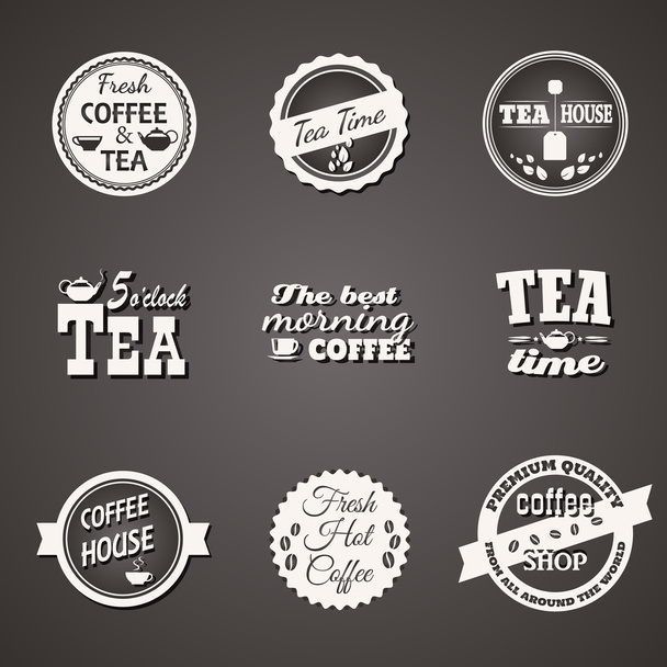 Set of tea and coffee labels - Vector, Image