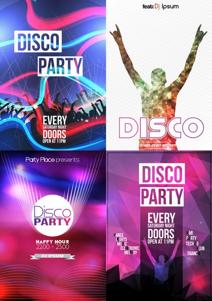 Club Flyers ,Disco Party Poster Collection - Vector Illustration - Διάνυσμα, εικόνα