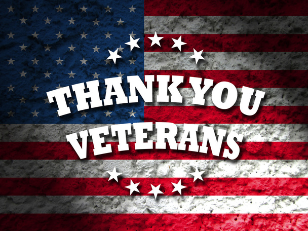 thank you veterans card with american flag grunge style background - Фото, изображение