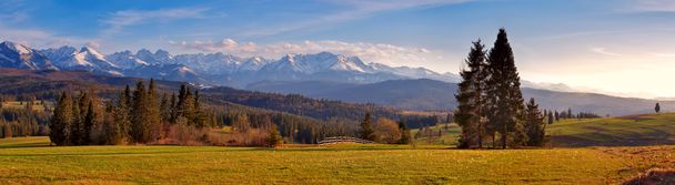 Panorama of snowy Tatra mountains in spring, south Poland - Photo, Image