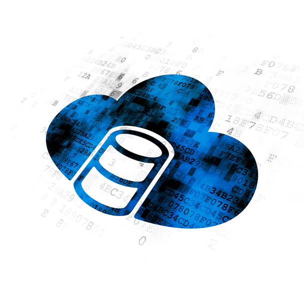 Cloud networking concept: Database With Cloud on Digital background - Fotoğraf, Görsel