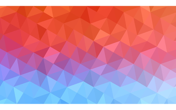 mehrfarbiges blaues, rotes polygonales Designmuster, das aus Dreiecken und Farbverlauf im Origami-Stil besteht. - Vektor, Bild
