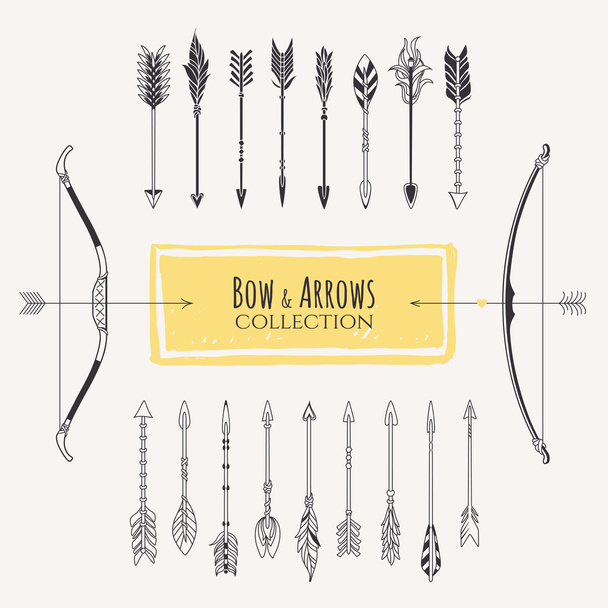 Bows and arrows collection. - Вектор,изображение