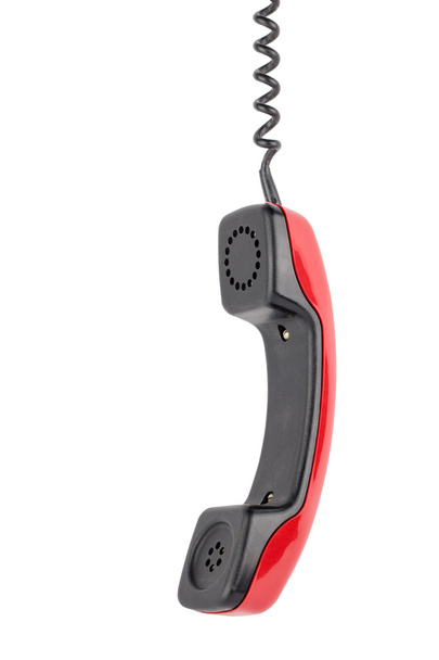 Rode opknoping telefoonhoorn - Foto, afbeelding