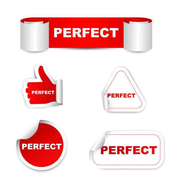 pegatinas de papel vectorial conjunto rojo perfecto
 - Vector, imagen