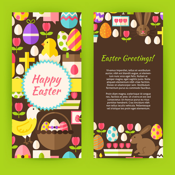 Vertical Flyer Template Flat Happy Easter - ベクター画像