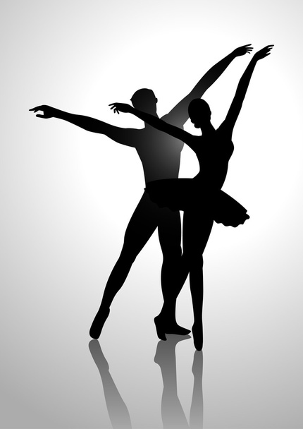 Силуетна ілюстрація пари танцювального балету
 - Вектор, зображення